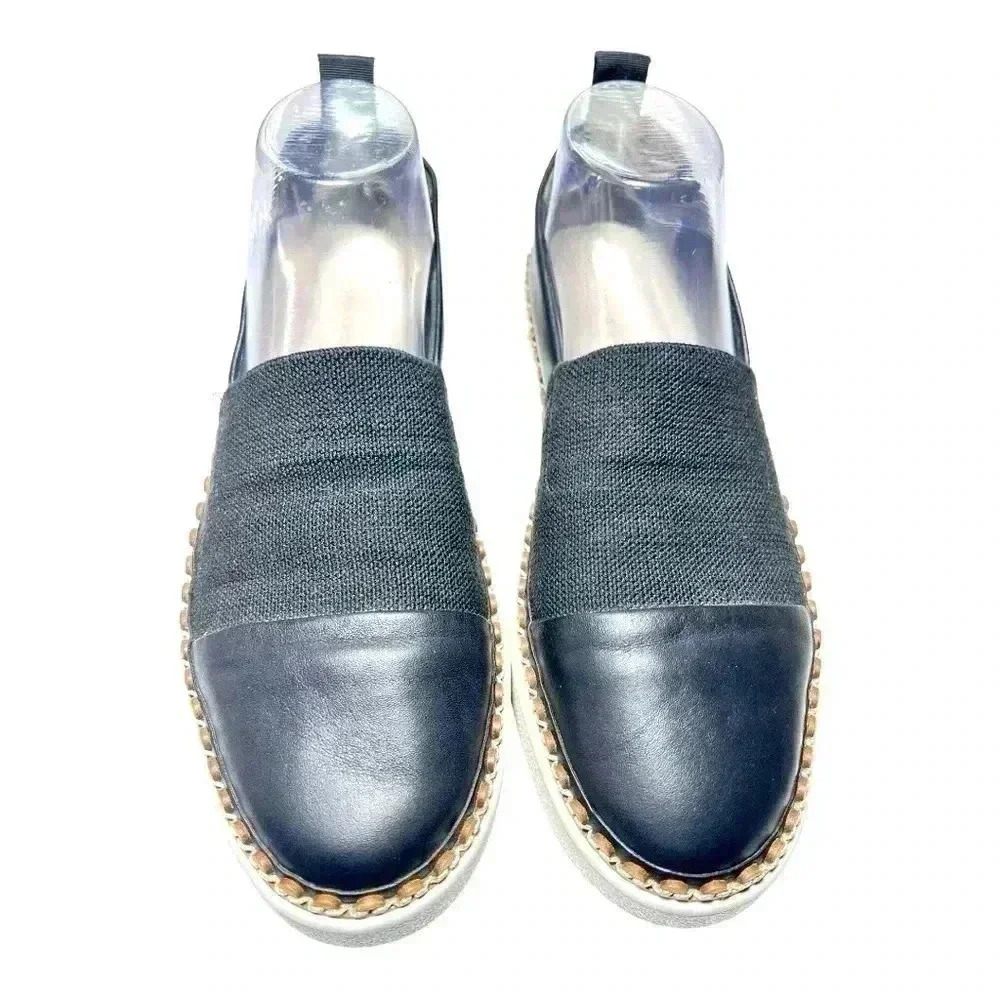 Via Spiga Women’s Ora Slip On Platform Sneakers BLK and White Size 8.5 Preowned